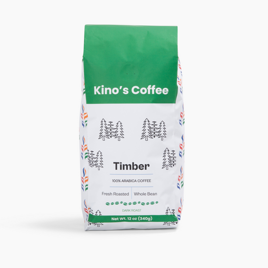 Kinos Coffee - Timber Dark Roast, Mexican Chiapas Beans, Premium SHG EP Arabica Blend - 12 oz